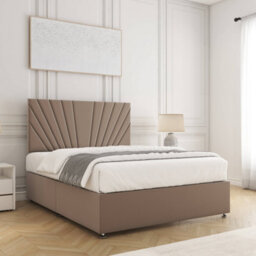 Bsspoke Maria Divan Bed Mink Plush Velvet With 24Inch Headboard & No Mattress No Drawers In Single Double King 4Ft 6Ft - thumbnail 3