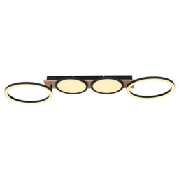 Luminosa Lighting Luminosa Bossy 4 Ring Integrated Led Semi Flush Ceiling Light Matt Black 4X Led 3000K - thumbnail 3