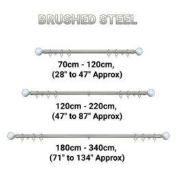 A.unique Home Gem Crystal Ball Metal Extendable Curtain Pole With Rings And Fittings (25/28mm) - Brushed Steel, 180Cm-340Cm Approx - thumbnail 6