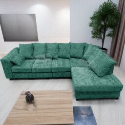 Furnishings For Less UK Monaco Chenille Fabric 5 Seater L Shaped Corner Sofa  Teal Right Hand Facing - thumbnail 8
