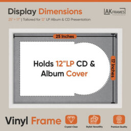 "AK Frames 25X17"" White Modern Vinyl Record Frame With Mid Grey Mount For 12 Inch Lp Cover & Disc - Overlapped Design" - thumbnail 2