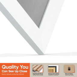 "AK Frames 25X17"" White Modern Vinyl Record Frame With Mid Grey Mount For 12 Inch Lp Cover & Disc - Overlapped Design" - thumbnail 3