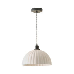 Valuelights Bourton Matte Black Pendant Ceiling Light With Ribbed Dome Shade And Bulb - thumbnail 2