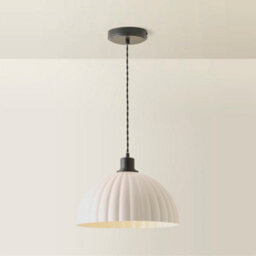 Valuelights Bourton Matte Black Pendant Ceiling Light With Ribbed Dome Shade And Bulb - thumbnail 6