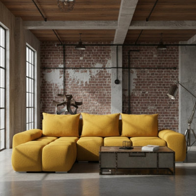 Galeria Corner Sofa Bed With Storage Left Hand Mustard - image 1