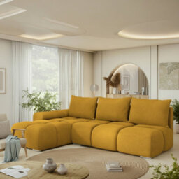 Galeria Corner Sofa Bed With Storage Left Hand Mustard - thumbnail 2
