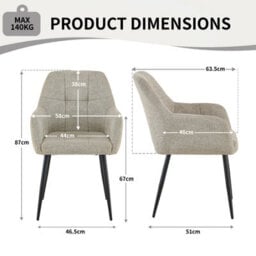 Sonara Modern Dining Chair With Plush Chenille Upholstery, Curved Backrest And Metal Legs - Single/set - thumbnail 3