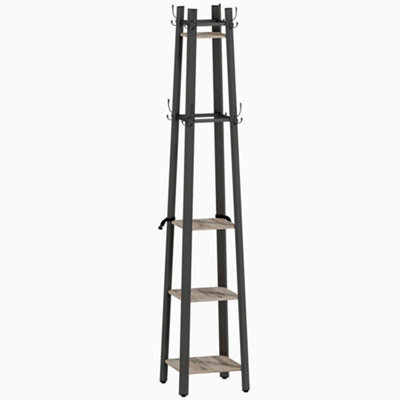 Wyld Haus Savapa 4-Tier Metal And Wood Coat Stand With 8 Triple Hooks, Grey And Black, Slim Tower 34.8W X 34.8D X 179H Cm - image 1