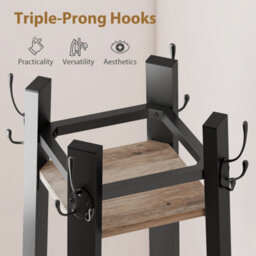 Wyld Haus Savapa 4-Tier Metal And Wood Coat Stand With 8 Triple Hooks, Grey And Black, Slim Tower 34.8W X 34.8D X 179H Cm - thumbnail 5