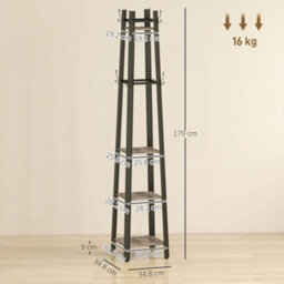 Wyld Haus Savapa 4-Tier Metal And Wood Coat Stand With 8 Triple Hooks, Grey And Black, Slim Tower 34.8W X 34.8D X 179H Cm - thumbnail 3