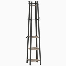 Wyld Haus Savapa 4-Tier Metal And Wood Coat Stand With 8 Triple Hooks, Grey And Black, Slim Tower 34.8W X 34.8D X 179H Cm - thumbnail 1