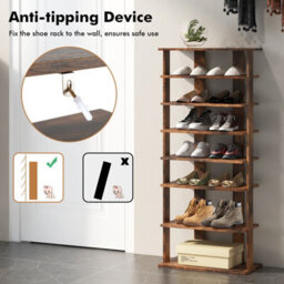 Costway 7 Tiers Double Shoe Rack Entryway Vertical Corner Shoe Stand For 14 Pairs-Brown - thumbnail 7