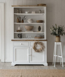 Statement Furniture Florence White Display Cabinet With Height Adjustable Shelves And Cupboard