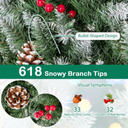 Costway 6 Ft Artificial Xmas Tree Pre-Lit Pencil Tree W/ 33 Natural Pine Cones - thumbnail 5