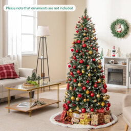 Costway 6 Ft Artificial Xmas Tree Pre-Lit Pencil Tree W/ 33 Natural Pine Cones - thumbnail 3