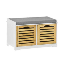 Sobuy Fsr23-K-Nw, Shoe Cabinet Storage Bench With 2 Drawers & Seat Cushion,wood Effect,w71Xd35Xh43 - thumbnail 1