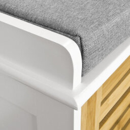 Sobuy Fsr23-K-Nw, Shoe Cabinet Storage Bench With 2 Drawers & Seat Cushion,wood Effect,w71Xd35Xh43 - thumbnail 4
