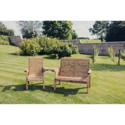 Churnet Valley Garden Furniture Ltd Valley Trio Set - Timber - L100 X W170 X H95 Cm - Garden Furniture - Fully Assembled - Set Of Waterproof Cushions Included - thumbnail 1