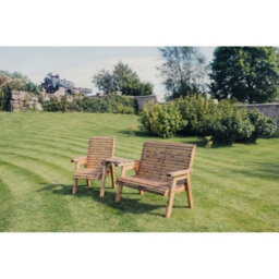 Churnet Valley Garden Furniture Ltd Valley Trio Set - Timber - L100 X W170 X H95 Cm - Garden Furniture - Fully Assembled - Set Of Waterproof Cushions Included - thumbnail 2