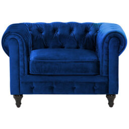 Beliani Armchair Chesterfield Velvet Navy Blue - thumbnail 4