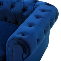 Beliani Armchair Chesterfield Velvet Navy Blue - thumbnail 7