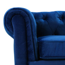 Beliani Armchair Chesterfield Velvet Navy Blue - thumbnail 6