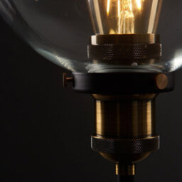 Valuelights Sheridan Pair Of Industrial Black And Gold Table Lamps With Clear Glass Globe Shades - thumbnail 6