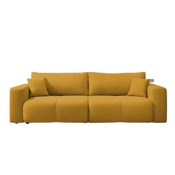 Sofa Bed With Storage Modern Velour Upholstery, Stylish And Functional By Furyn Mustard - thumbnail 2