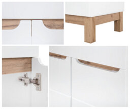 Impact Furniture Floor Standing Vanity Unit With Basin 600mm Freestanding Bathroom Sink Cabinet White Gloss Oak Bali - thumbnail 7