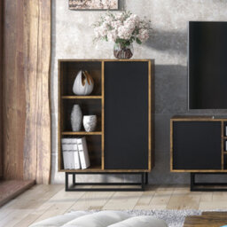 Elysian Loft Sideboard 100Cm Industrial Rustic & Black Matt Doors - Creative Furniture - thumbnail 5