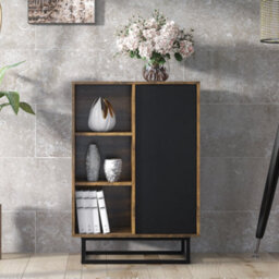Elysian Loft Sideboard 100Cm Industrial Rustic & Black Matt Doors - Creative Furniture - thumbnail 1
