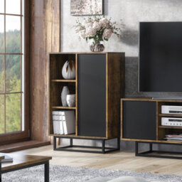 Elysian Loft Sideboard 100Cm Industrial Rustic & Black Matt Doors - Creative Furniture - thumbnail 3