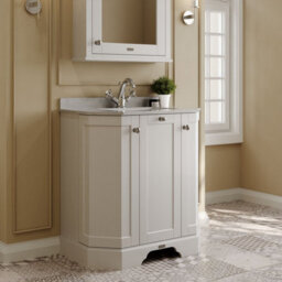 Hudson Reed Floor Standing 3 Door Angled Vanity Unit With 1 Tap Hole Grey Marble Top & Basin, Timeless Sand, 786 X 470 mm - thumbnail 4
