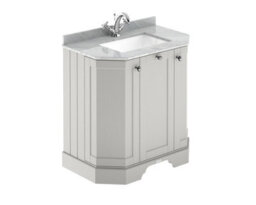Hudson Reed Floor Standing 3 Door Angled Vanity Unit With 1 Tap Hole Grey Marble Top & Basin, Timeless Sand, 786 X 470 mm - thumbnail 1