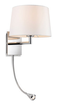Luminosa Lighting Luminosa Grand Wall Lamp With Adjustable Switched Reading Light Chrome With Cream Shade
