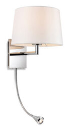 Luminosa Lighting Luminosa Grand Wall Lamp With Adjustable Switched Reading Light Chrome With Cream Shade
