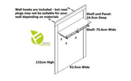Impact Furniture Coat Hooks Wall Panel Hallway Shelf Storage Rail White Gloss Oak Effect Scandi Holten - thumbnail 5