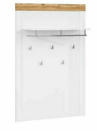 Impact Furniture Coat Hooks Wall Panel Hallway Shelf Storage Rail White Gloss Oak Effect Scandi Holten - thumbnail 3