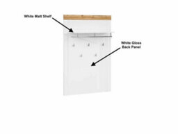 Impact Furniture Coat Hooks Wall Panel Hallway Shelf Storage Rail White Gloss Oak Effect Scandi Holten - thumbnail 4