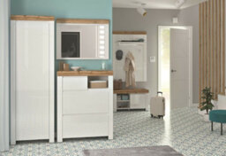 Impact Furniture Coat Hooks Wall Panel Hallway Shelf Storage Rail White Gloss Oak Effect Scandi Holten - thumbnail 7