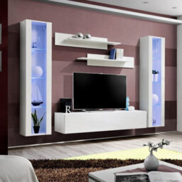Arte Fly A2 White Entertainment Unit 260Cm - Bright Modular Media System With Ambient Led Glow