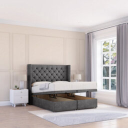 "Sloomy Dior Steel Plush 3Ft Ottoman Bed End Opening With Sprung Memory Mattress & 54"" Headboard-Single"