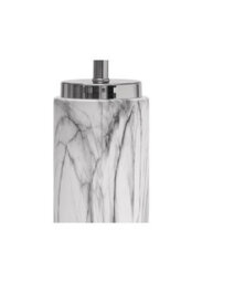 Lighting Supermarket Cylinder Grey Marble Effect Table Lamp With Grey Linen Shade - thumbnail 3