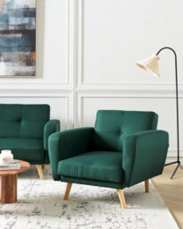 Beliani Armchair Florli Fabric Dark Green - thumbnail 2