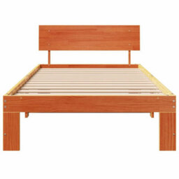 Berkfield Bed Frame With Headboard Wax Brown 90X200 Cm Solid Pine Wood - thumbnail 6