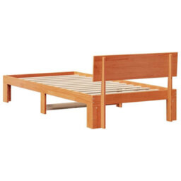 Berkfield Bed Frame With Headboard Wax Brown 90X200 Cm Solid Pine Wood - thumbnail 9