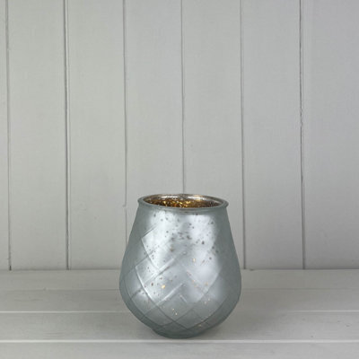 Satchville Large Frosted Silver Glass Tealight Holder - image 1