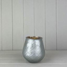 Satchville Large Frosted Silver Glass Tealight Holder