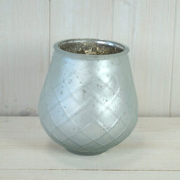 Satchville Large Frosted Silver Glass Tealight Holder - thumbnail 2