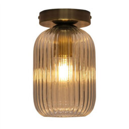 First Choice Lighting Set Of 2 Batley - Clear Glass Antique Brass Ceiling Light Fittings - thumbnail 3